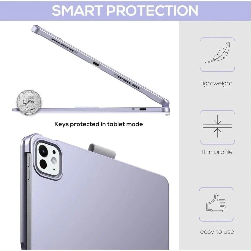 Light Purple 360° Rotatable Touch Keyboard Case for iPad Pro 11
